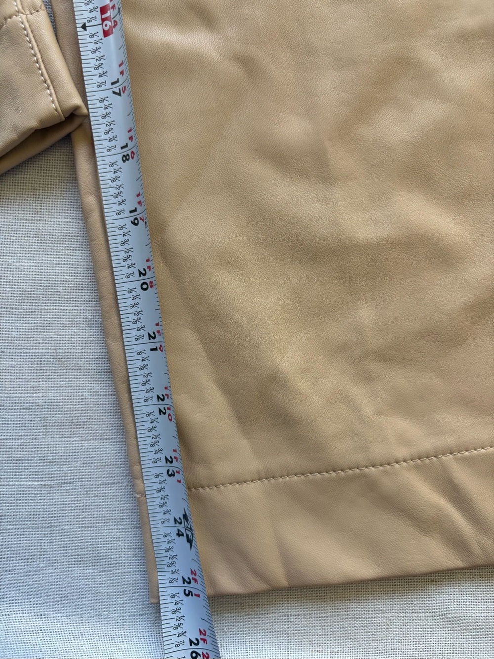 NWT Anthropologie Maeve Colette Beige Faux Leather Wide Leg Crop Pants 27 - Picture 9 of 10